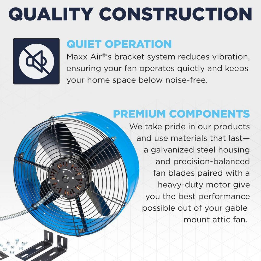 Blue and Black Galvanized Steel Roof Mount Attic Fan