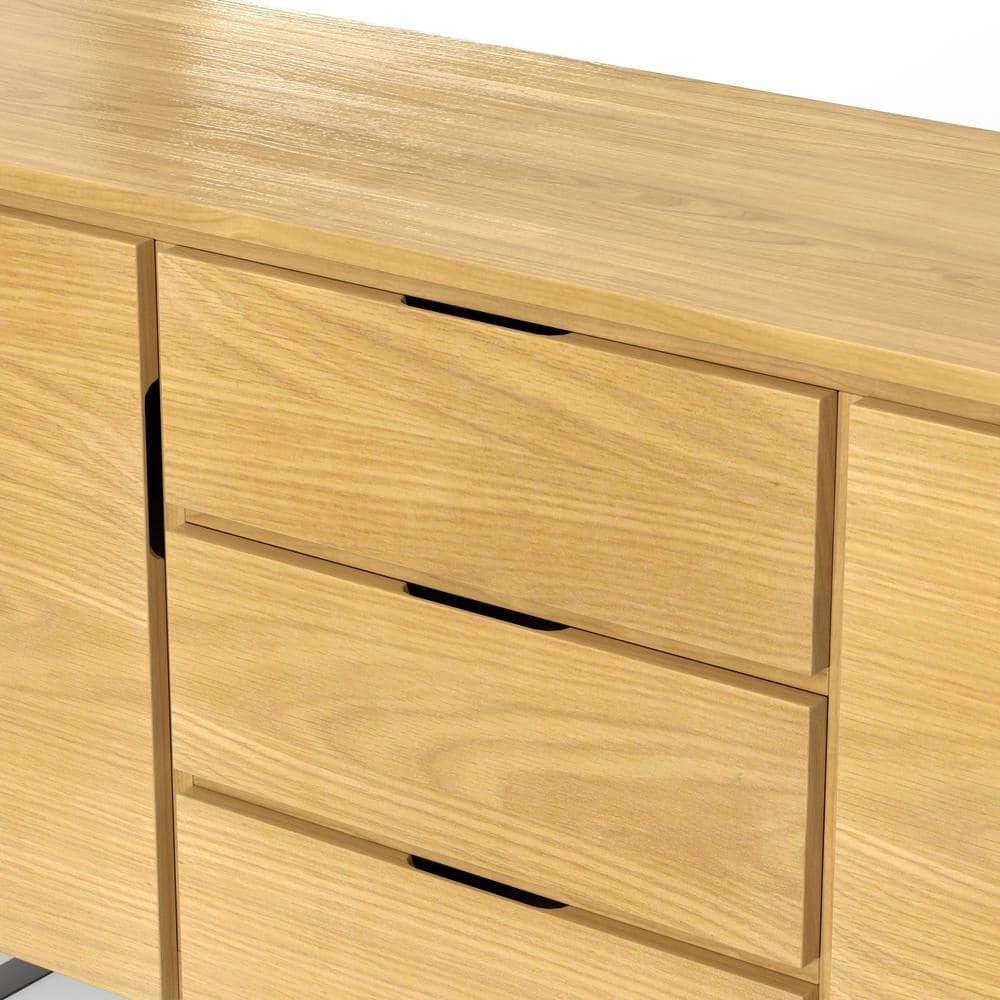 Lowry Oak Veneer Modern Industrial Sideboard Buffet