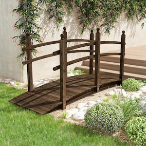 7.5 ft. Decorative Garden Bridge, Wooden Arch Bridge with Railings for Outdoor, Backyard, Lawn, Farm Garden Decor