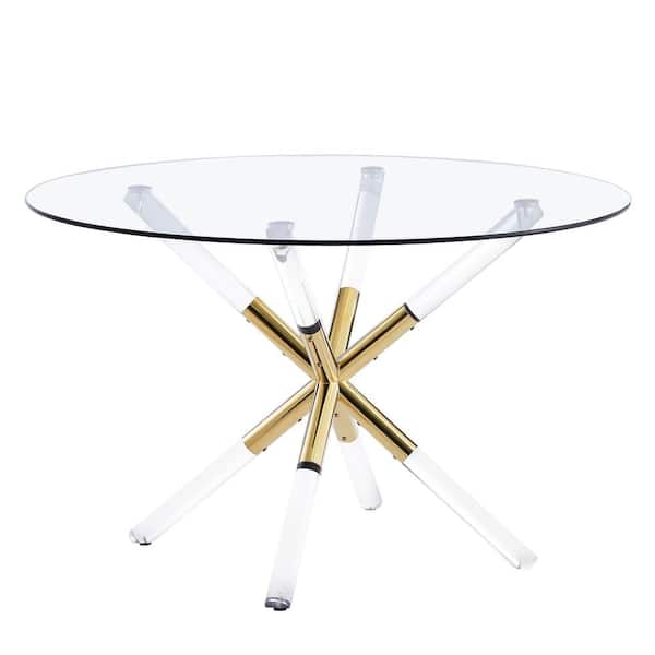 Best Master Furniture Dalton 48 in. L Round Gold Dining Table