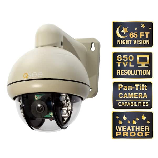 Q-SEE Premium Series Indoor/Outdoor 650 TVL Pan Tilt Security Camera with 65 ft. Night Vision