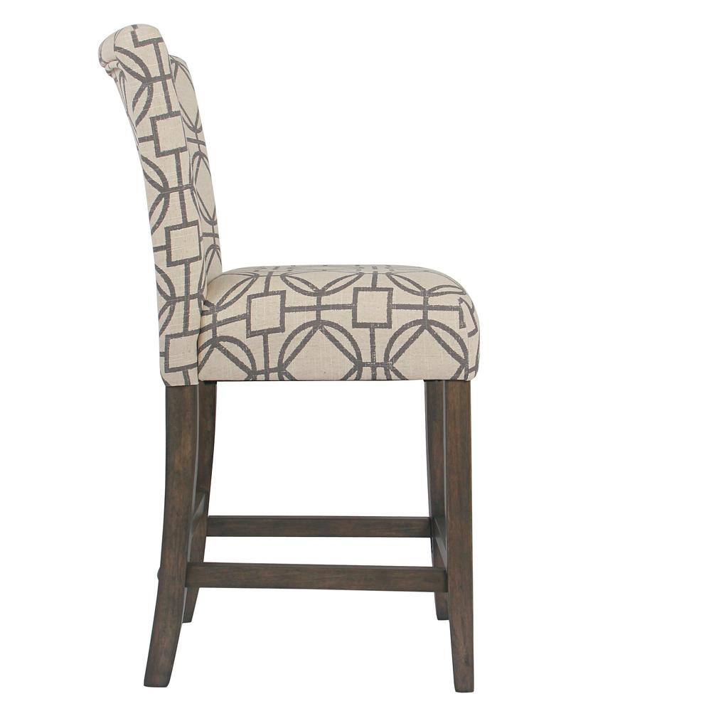 Elegant Gray Lattice 24" Wooden Counter Height Barstool