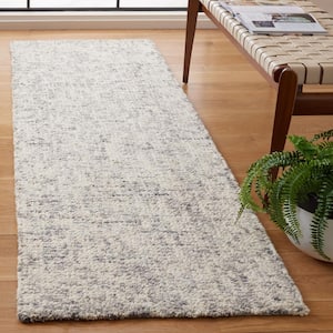 Abstract Gray/Ivory 2 ft. x 8 ft. Contemporary Marble Runner Rug