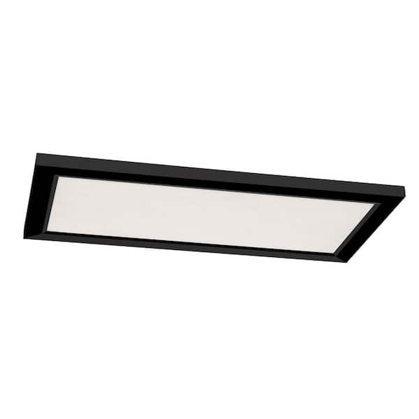 AFX Lugano 12 in. 1-Light Black LED Flush Mount with White Acrylic Shade