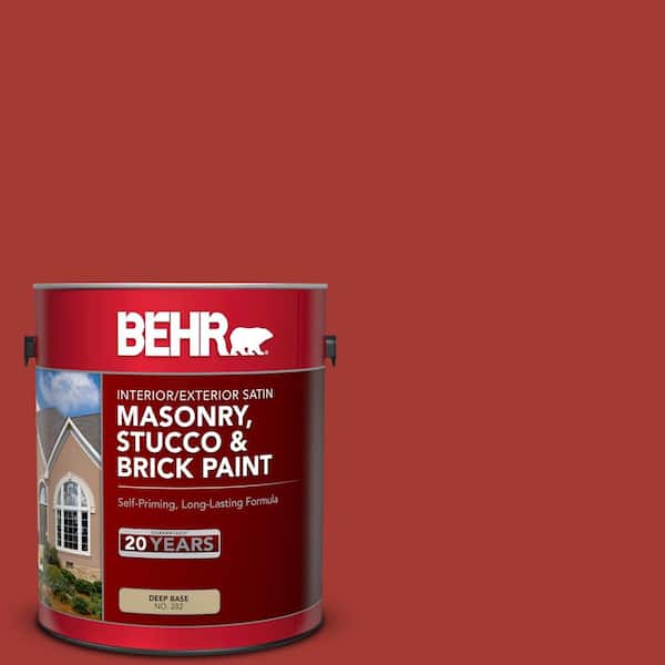 BEHR 1 gal. #PFC-03 Red Baron Satin Interior/Exterior Masonry, Stucco and Brick Paint
