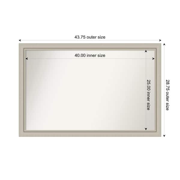 Amanti Art Romano Silver Narrow 43.75 in. x 28.75 in. Custom Non-Beveled Wood Framed Bathroom Vanity Wall Mirror