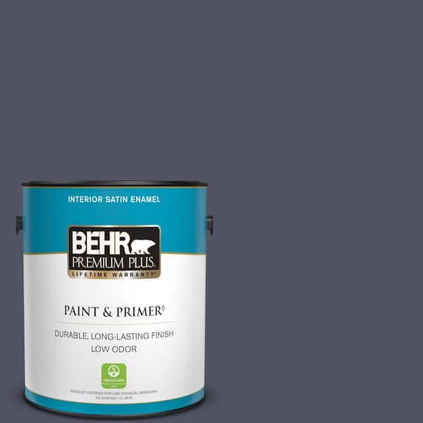 BEHR PREMIUM PLUS 1 gal. #630F-7 Black Orchid Satin Enamel Low Odor Interior Paint & Primer