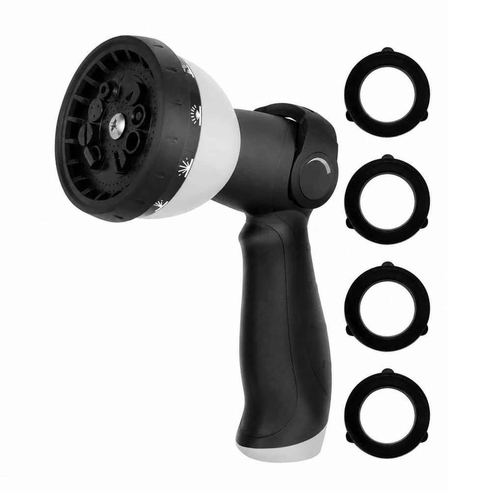 Black 10 Pattern Adjustable Spray Garden Hose Nozzle with Thumb Flow Control for Watering Plants, Car Wash, Cleaning price history on PriceWatchPro