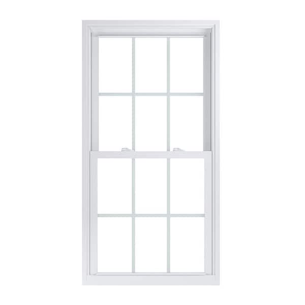 American Craftsman 29.75 in. x 57.25 in. 70 Pro Series White Double Hung Low-E2 Argon PS Glass Vinyl Repl Window with Grids, Screen Incl