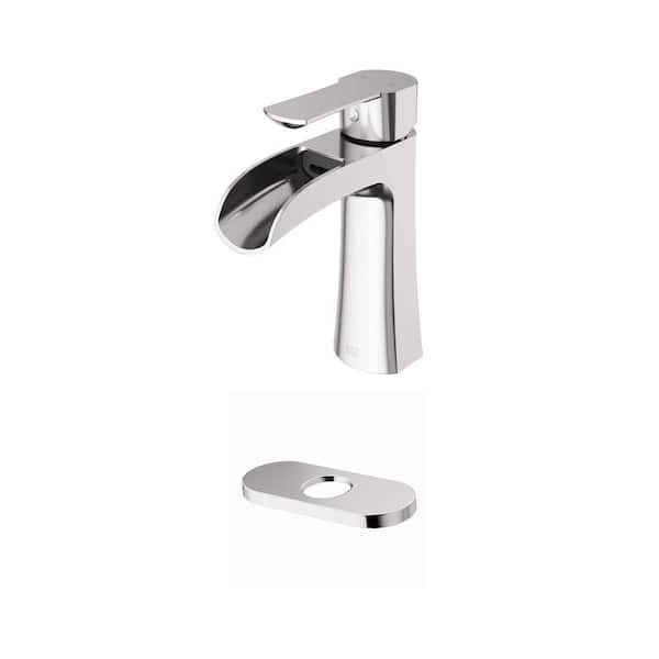 Paloma Single Handle Bathroom Faucet with 5.5 in. Deck Plate in Brushed Nickel (2-Piece Set)