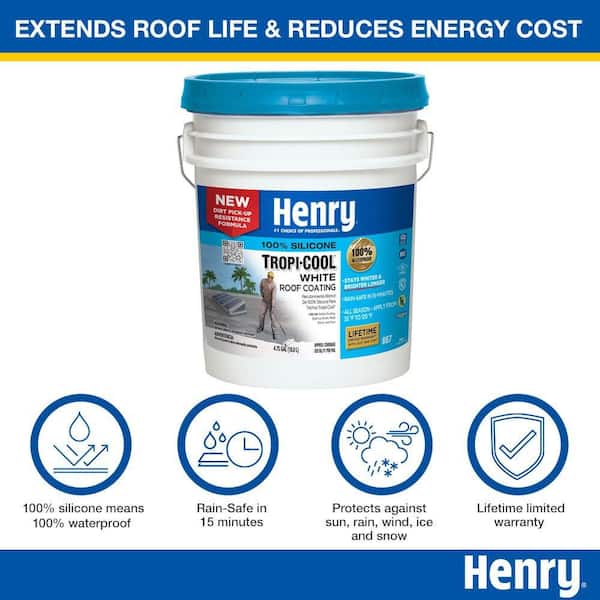 Henry 887 Tropi-Cool White 100% Silicone Reflective Roof Coating