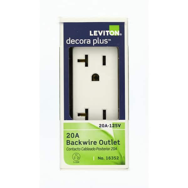 Leviton Decora Plus 20 Amp Industrial Grade Duplex Outlet, White  R82-16352-0WS - The Home Depot