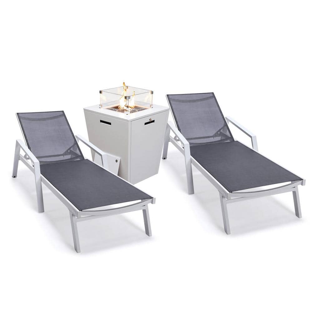 Leisuremod Marlin Modern White Aluminum Outdoor Chaise - Main Image