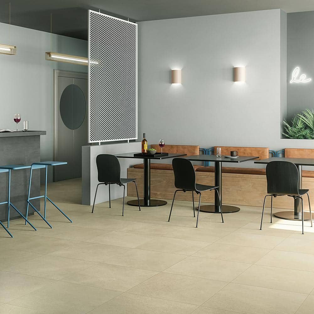 Large Format Beige Porcelain Stone Look Wall & Floor Tile