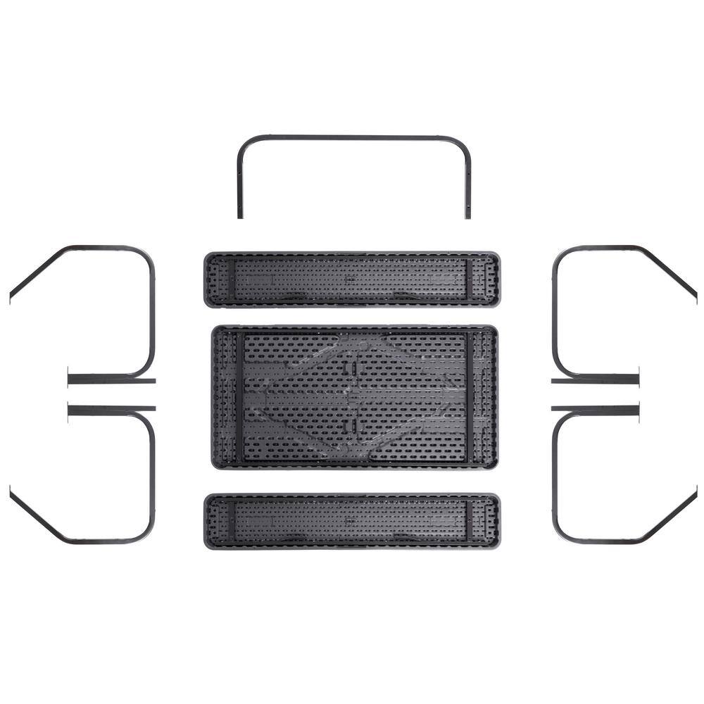 Gray Woodgrain Plastic and Metal Frame Outdoor Picnic Table Set