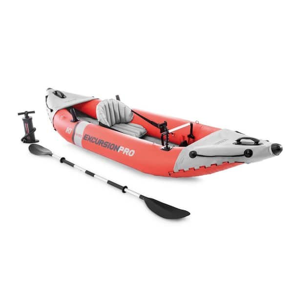 Intex Excursion Pro K1 Single Person Inflatable Vinyl Fishing Kayak with Oar/Pump