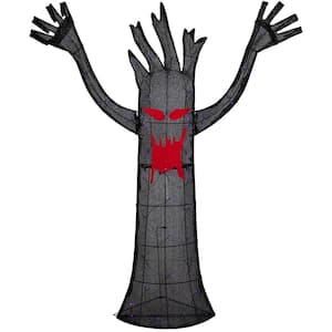 55 in. LED Lighted Black Terrifying Tree Outdoor Halloween Decoration Purple Lights