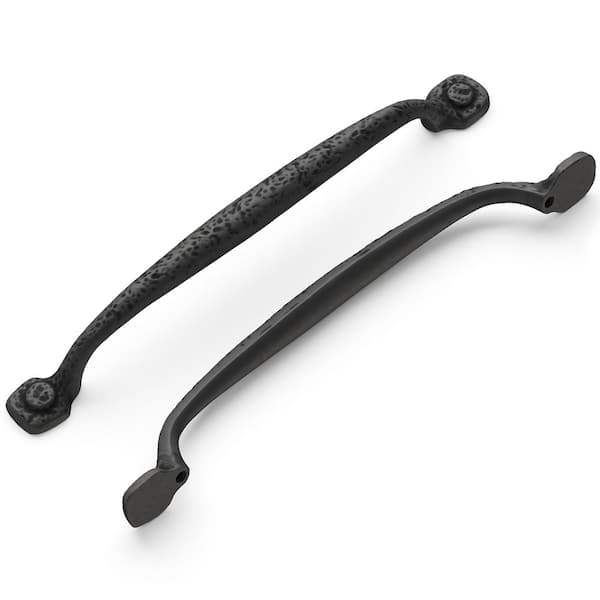 Refined Rustic 7-9/16 in. Modern Black Iron Cabinet Bar Pull Handle for Kitchen, Bathroom and Furniture (5-Pack)