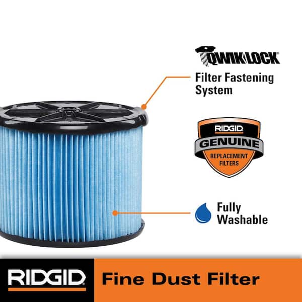 Genuine Fine Dust Pleated Paper Shop Vacuum Filter Replacement for Most 3-4.5 Gal. RIDGID Wet Dry Vacs (1-Pack) VF3500