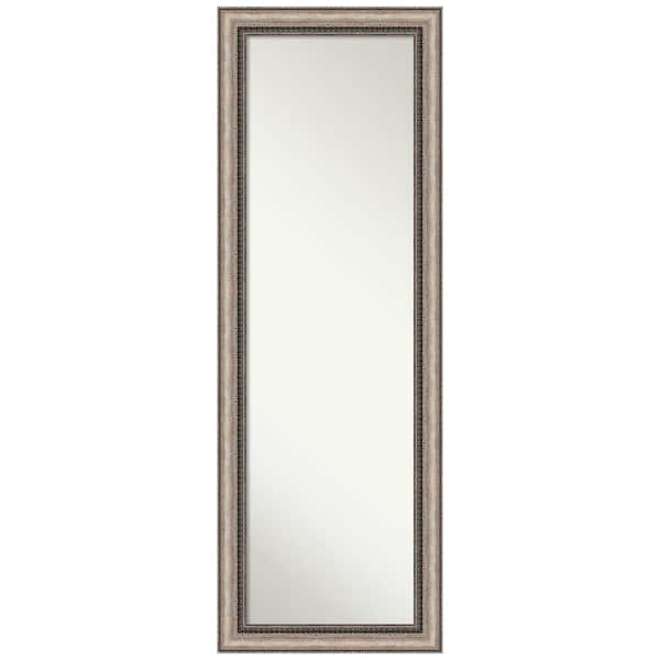 Amanti Art Lyla 18.25 in. x 52.25 in. Modern Rectangle Framed Ornate Silver On the Door Mirror