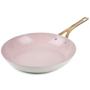 Constellation 12 in. Aluminum Nonstick Frying Pan in Pink Speckle with Vintage Gold Handle