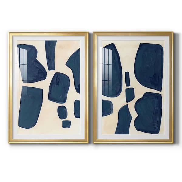 Wexford Home Blue Pieces I by Wexford Homes 2 Pieces Framed Abstract Paper Art Print 30.5 in. x 42.5 in. . .