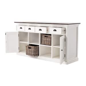Charlie White Brown Wood 62.99 in. Buffet Table with Drawers