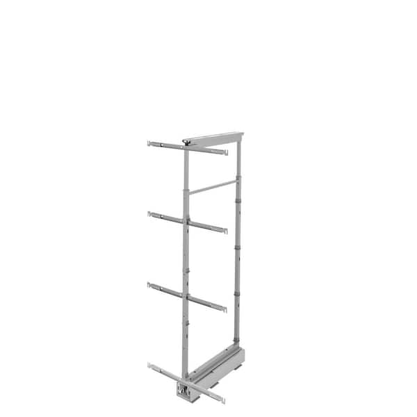 Rev-A-Shelf 5358-10-GR 10 in Chrome Solid Bottom Pantry Pullout Soft Close - Gray