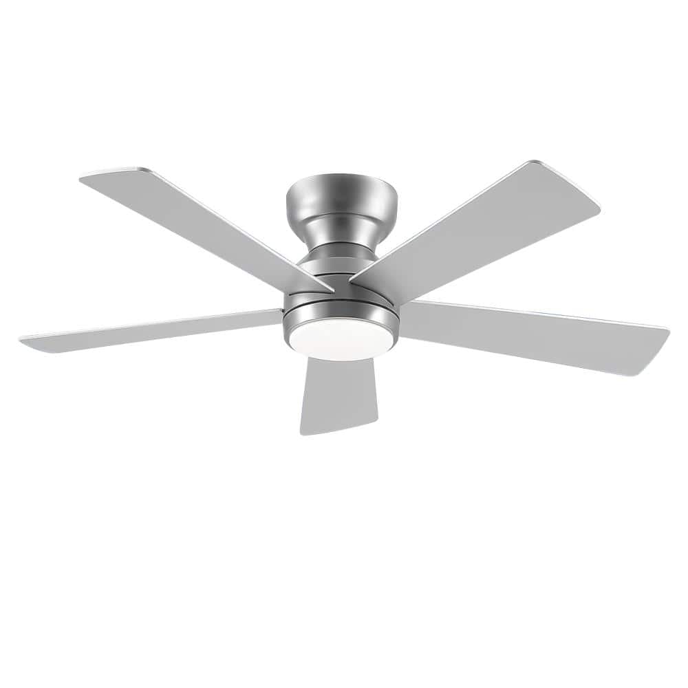 46 in. LED Indoor Flush Mount Nickel Ceiling Fan with Reversible Blades and Dimmable Light price history on PriceWatchPro