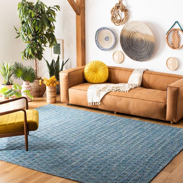 Kilim Blue/Black 8 ft. x 10 ft. Geometric Abstract Area Rug