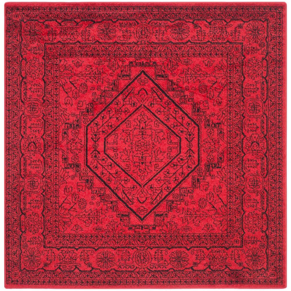 SAFAVIEH Adirondack Red/Black 8 ft. x 8 ft. Square Medallion Border ...