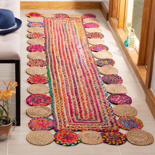 Cape Cod Red/Multi 2 ft. x 6 ft. Circles Border Runner Rug