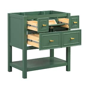 30 in. W x 18 in. D x 33 in. H Bath Vanity Cabinet without Top in Green, Freestanding Bath Vanity with 5 Drawers