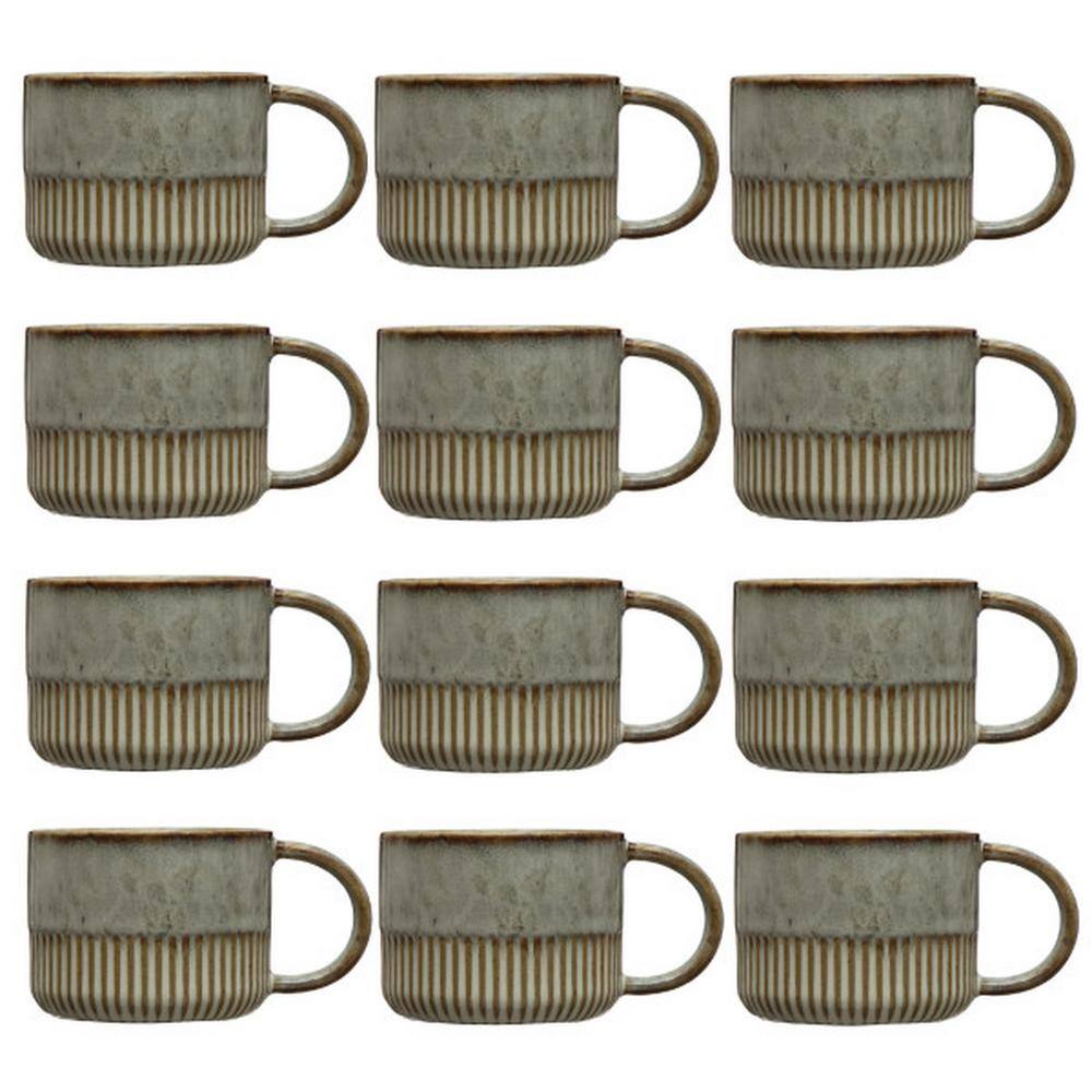 Storied Home 14 oz. Greige Stoneware Mug (Set of 12) DF6379SET The