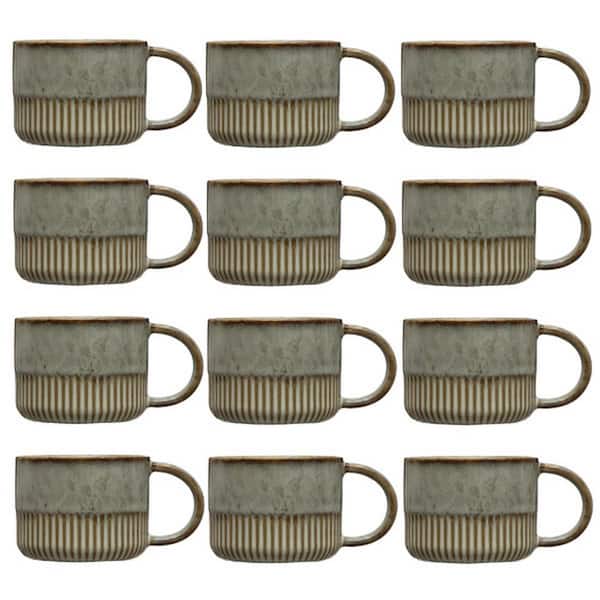 Storied Home 14 oz. Greige Stoneware Mug (Set of 12)