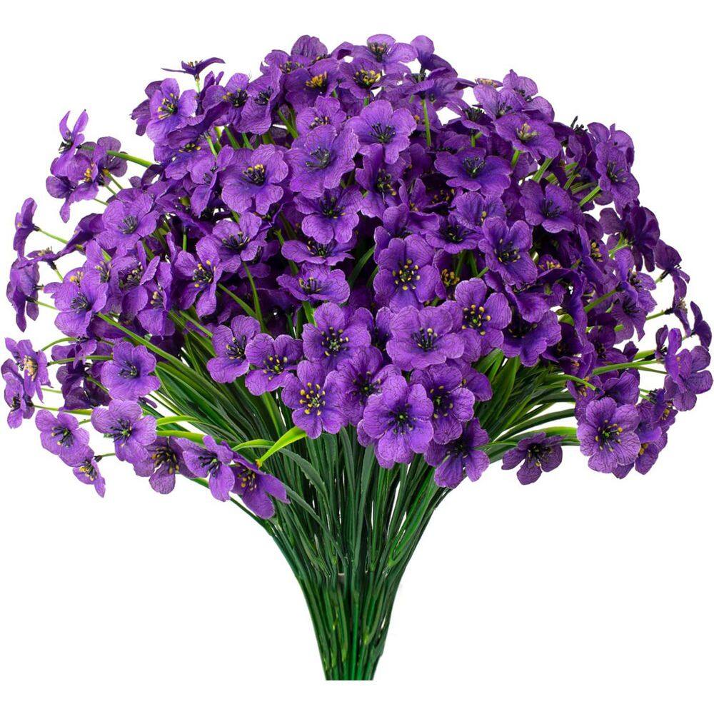 14 in. Purple Indoor/Outdoor Artificial Birch Flowers UV Resistant 15 Bundl