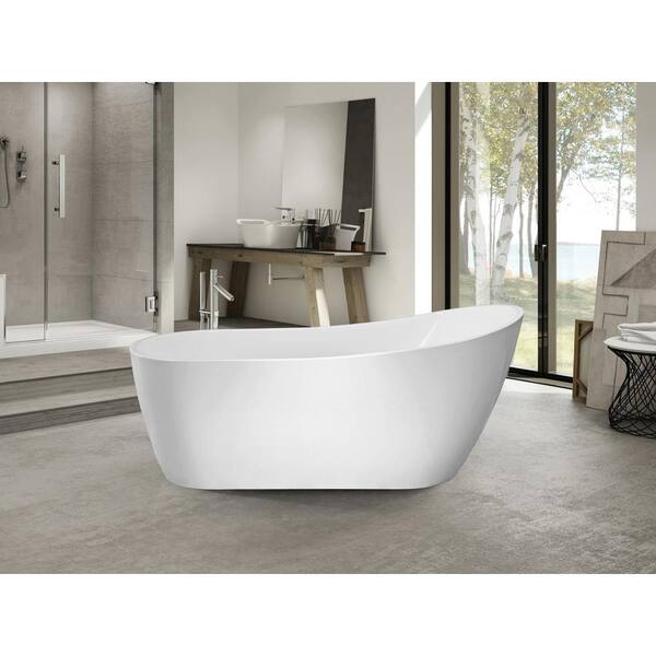 Vanity Art Poitiers 67 in. Acrylic Flatbottom Left Bathtub in White
