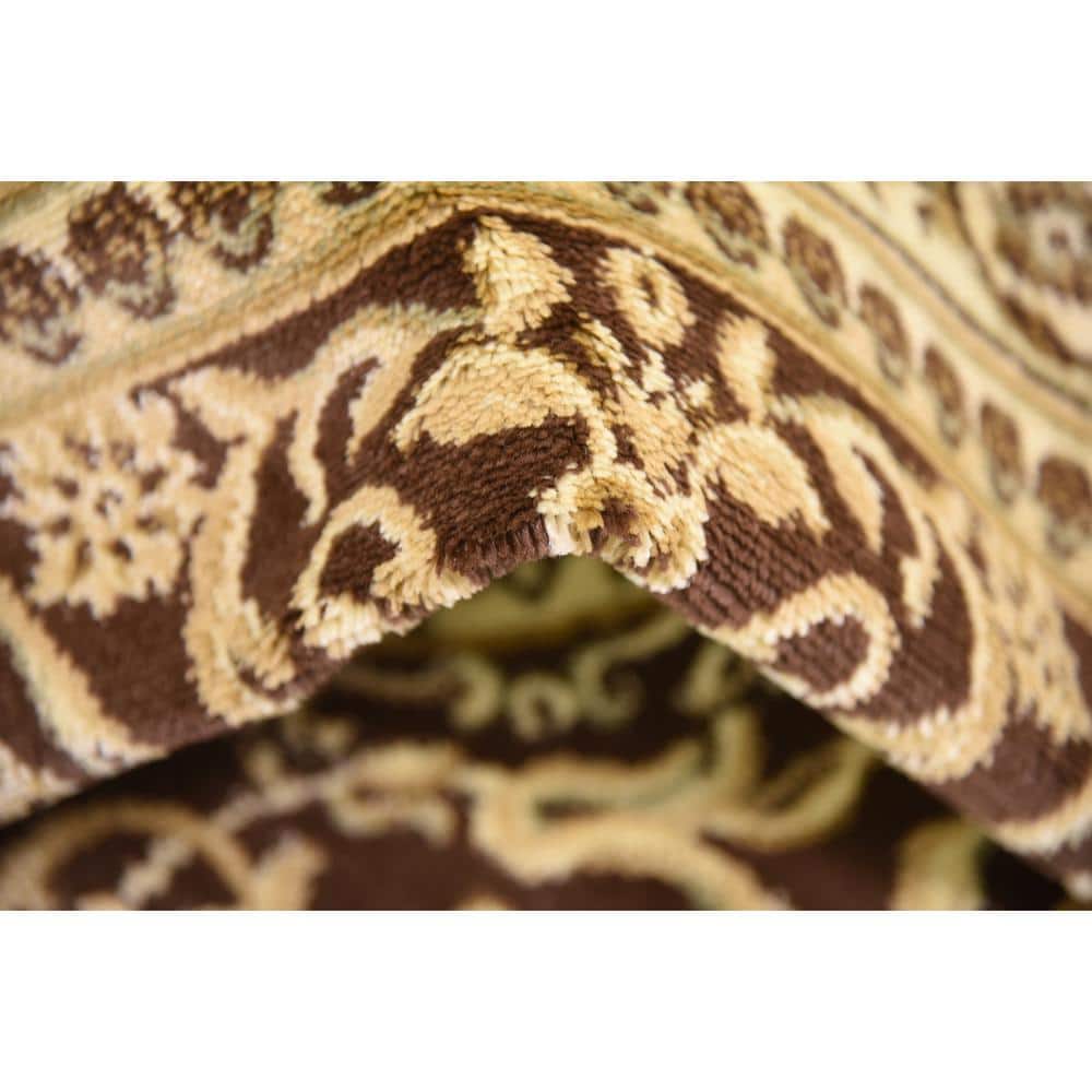 Versailles Elegance Brown 4' Square Synthetic Area Rug