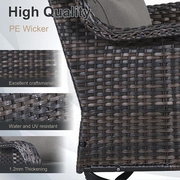 Opohoro Crescent Brown Wicker Outdoor Rocking Chair Patio
