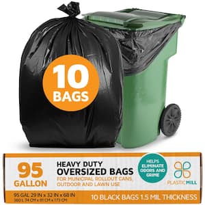 PlasticMill 67 in. W x 79 in. H. 100 Gal. 1.3 mil Black Trash Bags
