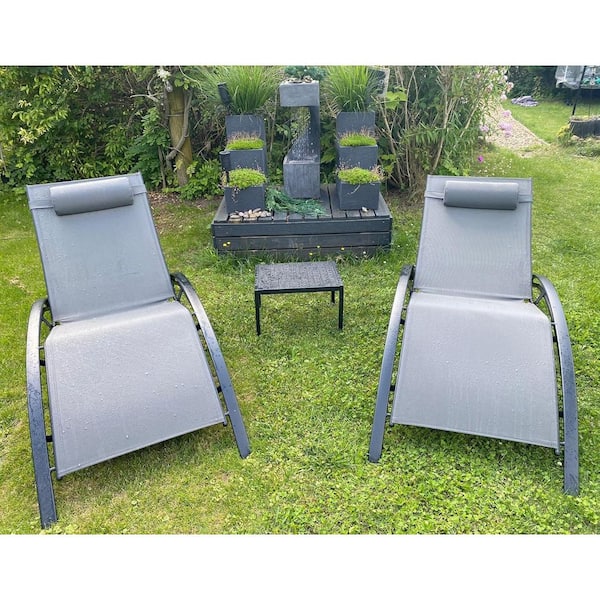 PURPLE LEAF Oversized Outdoor Chaise Lounge Aluminum Beach Pool Sunbathing Lawn Lounger Recliner Chair