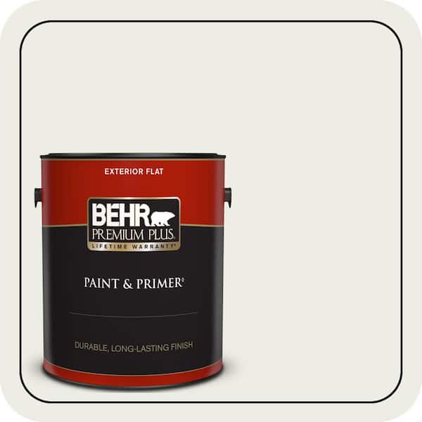 BEHR PREMIUM PLUS 1 gal. Designer Collection #DC-013 Harmonious White Flat Exterior Paint & Primer