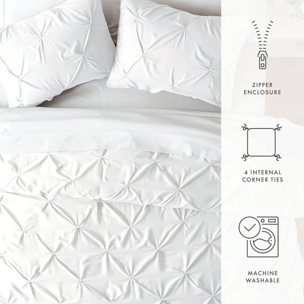 White Pintuck Full/Queen Microfiber Bedspread Cover Set