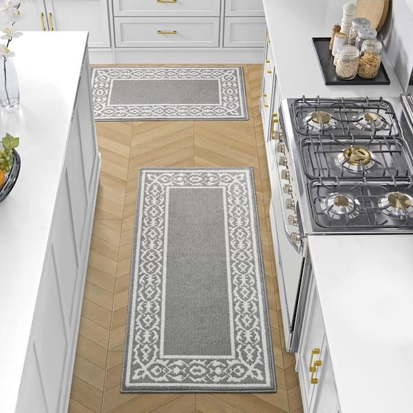 Laura Ashley Lorreta 2-Tone Light Gray/Ivory 2 ft. x 5 ft Border 2