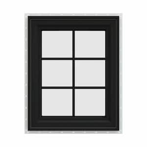 24 in. x 30 in. V-4500 Series Bronze FiniShield Vinyl Left-Handed Casement Window with Colonial Grids/Grilles