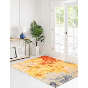 Gold 7 ft. 9 in. x 9 ft. 9 in. Hand Tufted Viscose Contemporary Palermo Area Rug