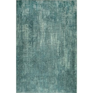 Cayetana Teal 2 ft. x 3 ft. Distressed Transitional Machine Washable Area Rug