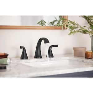 Parkwood 8 in. Widespread 2-Handle Bathroom Faucet with Drain Kit Included in Matte Black