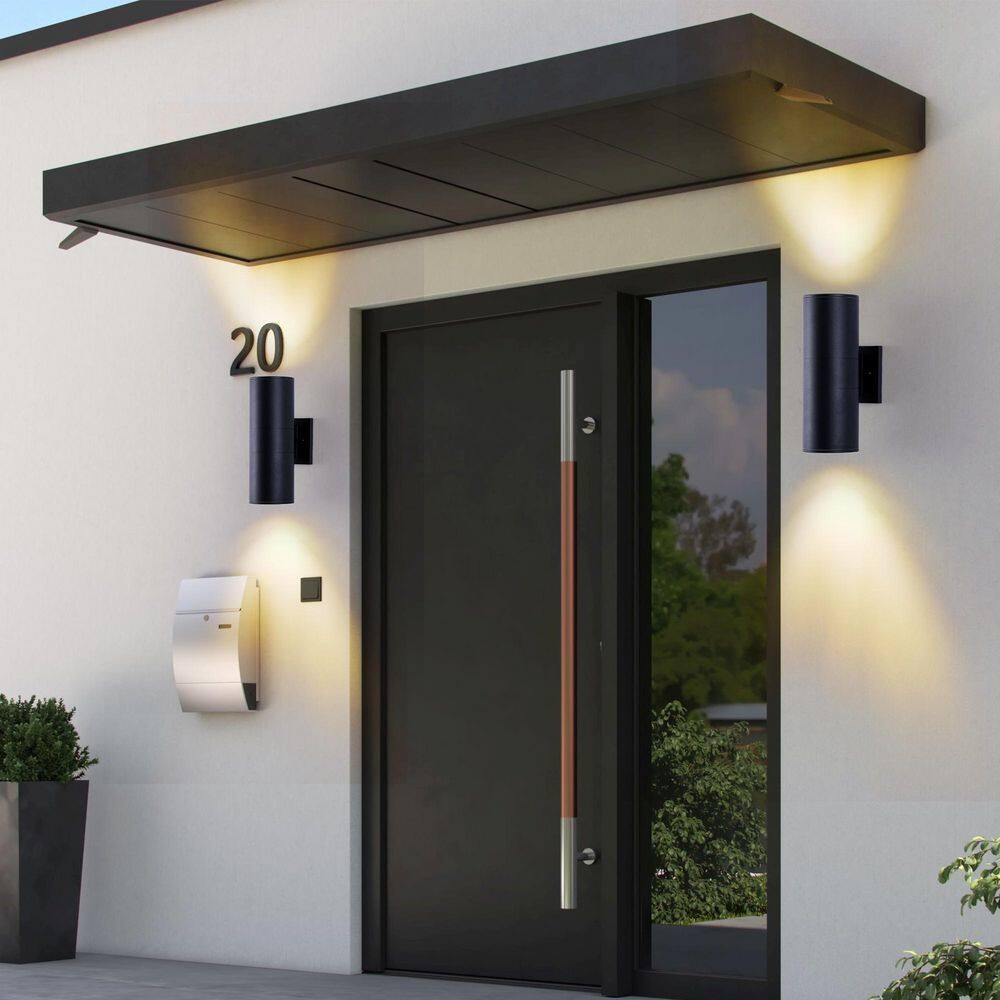 Uixe 22.34 in. Modern Black Hardwired Outdoor Wall Light Lantern Sconce with No Bulbs Included(2-Pack Uixe 22.34 in. Modern Black Hardwired Outdoor Wall Light Lantern Sconce with No Bulbs Included(2-Pack