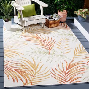 Sunrise Ivory/Rust Sage 8 ft. x 10 ft. Oversized Tropical Reversible Indoor/Outdoor Area Rug